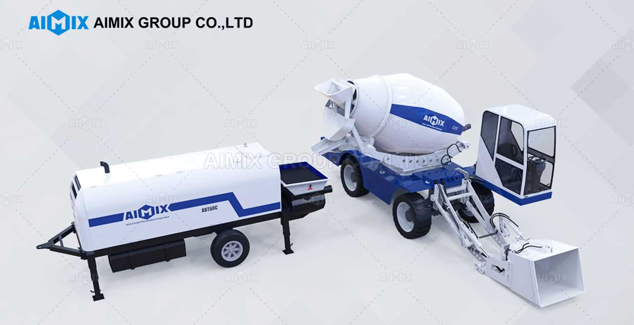 Self Loading Concrete Mixer And Concrete Trailer Pump